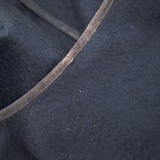 LORO PIANA | Navy Blue Suede-Trim Cashmere Cape