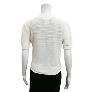 CHANEL | White Ribbed Knit Cardigan