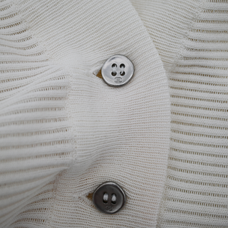 CHANEL | White Ribbed Knit Cardigan