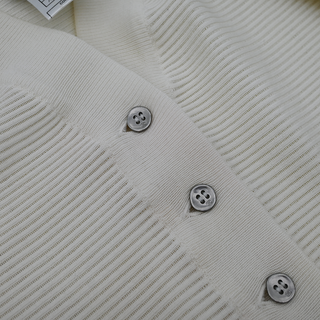 CHANEL | White Ribbed Knit Cardigan