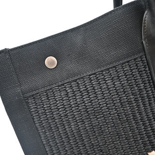 SAINT LAURENT | Black Raffia Rive Gauche Tote Bag
