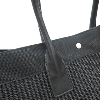 SAINT LAURENT | Black Raffia Rive Gauche Tote Bag