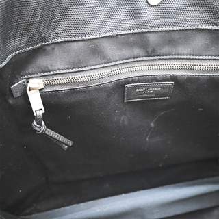 SAINT LAURENT | Black Raffia Rive Gauche Tote Bag