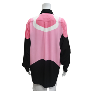 BURBERRY | Pink & Black Silk Button-Down Blouse