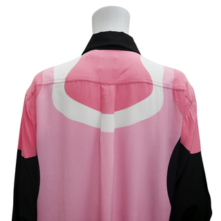 BURBERRY | Pink & Black Silk Button-Down Blouse