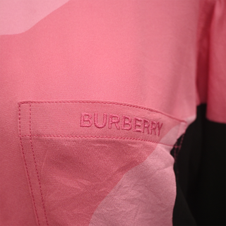 BURBERRY | Pink & Black Silk Button-Down Blouse