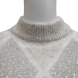 BRUNELLO CUCINELLI | Light Gray Dazzling Argyle Wool-Blend Sweater