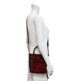 REBECCA MINKOFF | Red Apple Snakeskin-Embossed Chain Tote Crossbody Bag