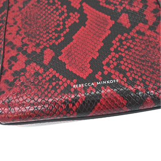 REBECCA MINKOFF | Red Apple Snakeskin-Embossed Chain Tote Crossbody Bag