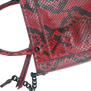 REBECCA MINKOFF | Red Apple Snakeskin-Embossed Chain Tote Crossbody Bag
