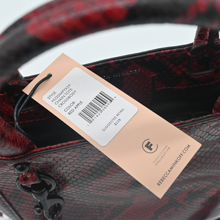 REBECCA MINKOFF | Red Apple Snakeskin-Embossed Chain Tote Crossbody Bag