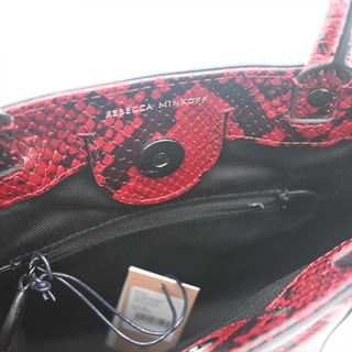 REBECCA MINKOFF | Red Apple Snakeskin-Embossed Chain Tote Crossbody Bag