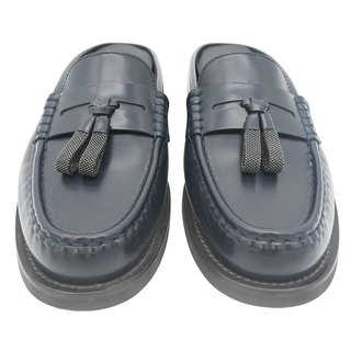 BRUNELLO CUCINELLI | Blue Leather Monili Tassel Slide Loafers