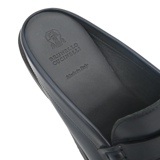 BRUNELLO CUCINELLI | Blue Leather Monili Tassel Slide Loafers