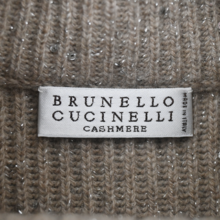 BRUNELLO CUCINELLI | Dark Beige Sequin Ribbed-Knit Sweater