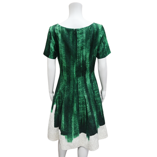 OSCAR DE LA RENTA | Green Textured Fit & Flare Dress