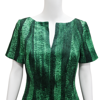 OSCAR DE LA RENTA | Green Textured Fit & Flare Dress