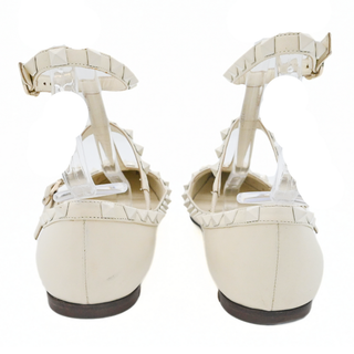 VALENTINO | Ivory Rockstud Caged Leather Flats
