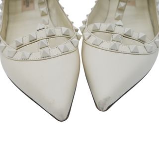 VALENTINO | Ivory Rockstud Caged Leather Flats