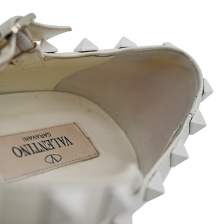 VALENTINO | Ivory Rockstud Caged Leather Flats