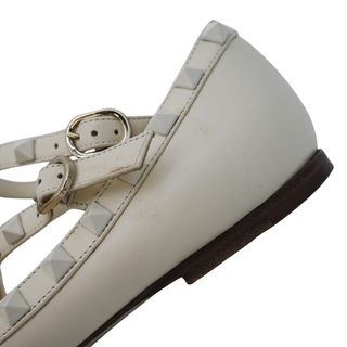 VALENTINO | Ivory Rockstud Caged Leather Flats