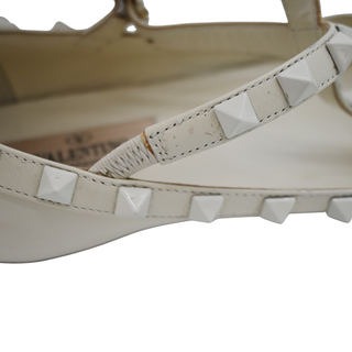 VALENTINO | Ivory Rockstud Caged Leather Flats