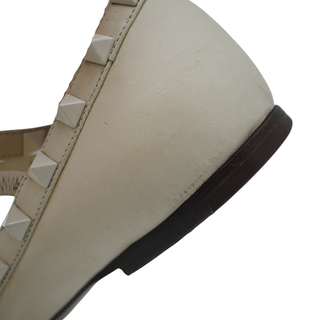VALENTINO | Ivory Rockstud Caged Leather Flats