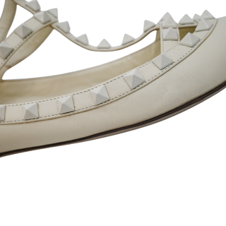 VALENTINO | Ivory Rockstud Caged Leather Flats