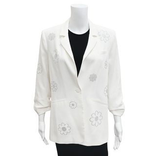 CINQ A SEPT | Khloe White Daisies Crepe Blazer
