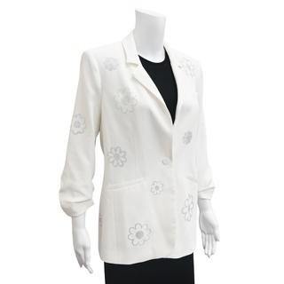 CINQ A SEPT | Khloe White Daisies Crepe Blazer