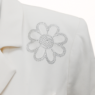 CINQ A SEPT | Khloe White Daisies Crepe Blazer
