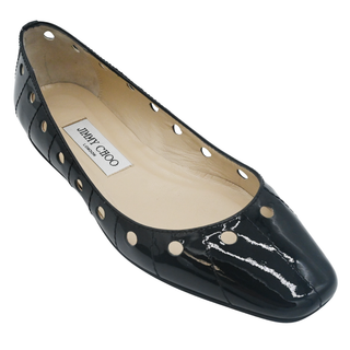 JIMMY CHOO | Black Laser Cut Patent Flats