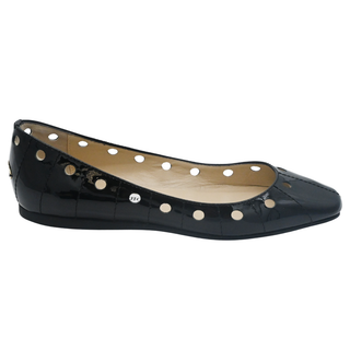 JIMMY CHOO | Black Laser Cut Patent Flats