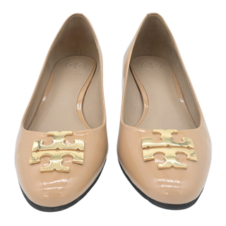 TORY BURCH | Dark Beige Logo Patent Pumps