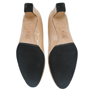 TORY BURCH | Dark Beige Logo Patent Pumps