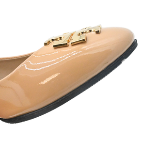 TORY BURCH | Dark Beige Logo Patent Pumps