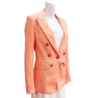 VERONICA BEARD | Gaya Bright Coral Linen-Blend Dickey Blazer