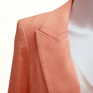 VERONICA BEARD | Gaya Bright Coral Linen-Blend Dickey Blazer