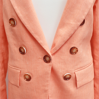 VERONICA BEARD | Gaya Bright Coral Linen-Blend Dickey Blazer