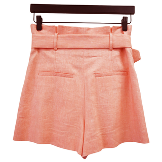 VERONICA BEARD | Ashford Bright Coral Linen-Blend Shorts