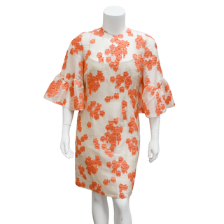 Orange Floral Fil Coupe Dress