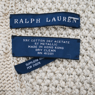 RALPH LAUREN | Metallic Beige Knit Scarf