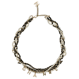 CHANEL | Woven Chain-Link & Faux Pearl Belt