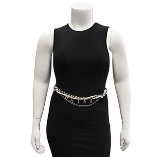 CHANEL | Woven Chain-Link & Faux Pearl Belt