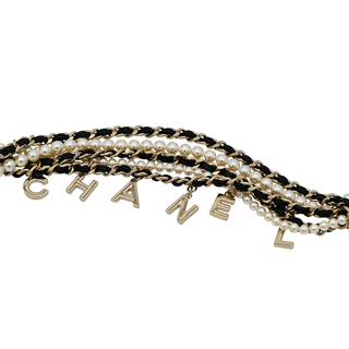 CHANEL | Woven Chain-Link & Faux Pearl Belt