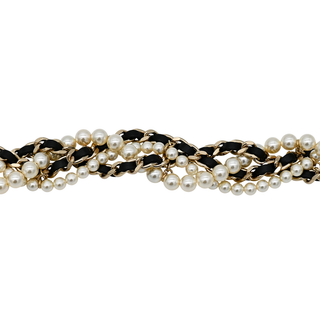 CHANEL | Woven Chain-Link & Faux Pearl Belt