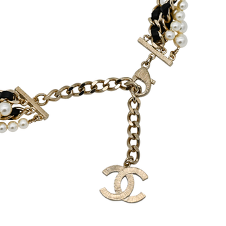 CHANEL | Woven Chain-Link & Faux Pearl Belt