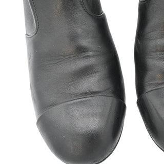 CHANEL | Black Leather Zip Booties