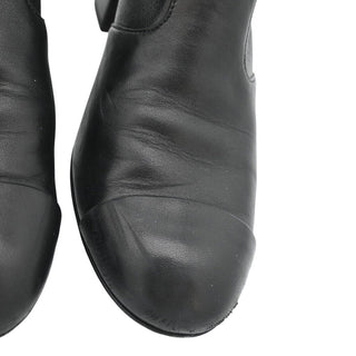 CHANEL | Black Leather Zip Booties