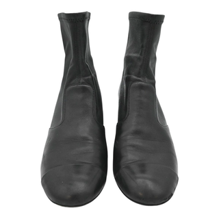 CHANEL | Black Leather Zip Booties